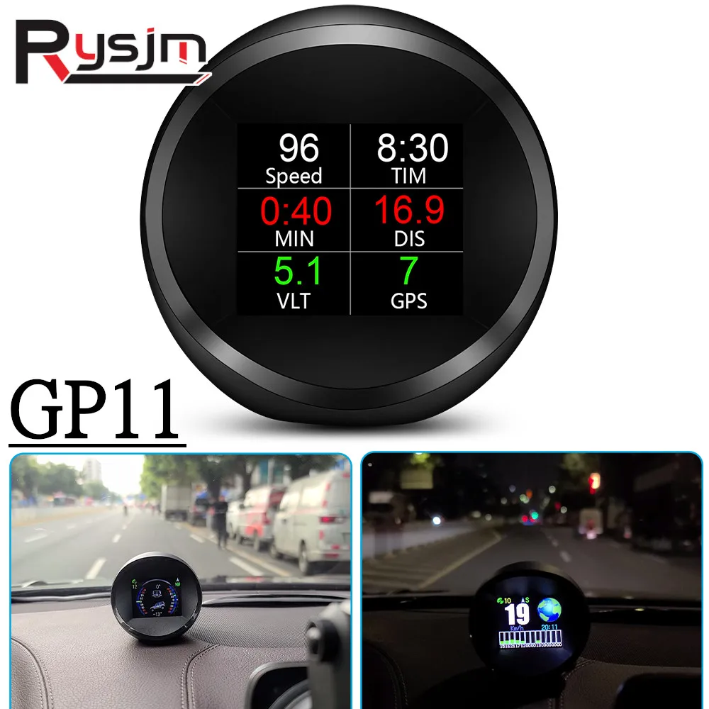 

GP11 Car HUD Head-Up Display GPS Speedometer Slope Instrument For New energy /fuel /hybrid vehicles/trucks with USB interfaces