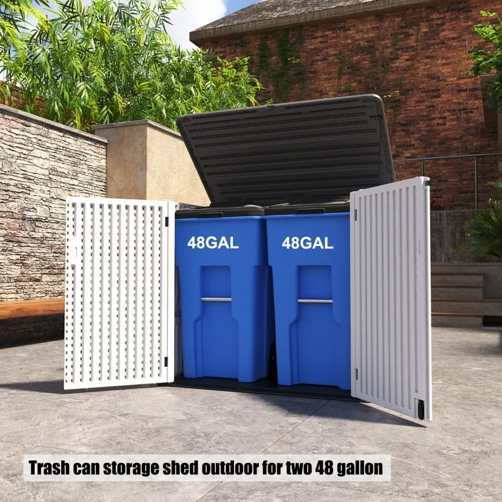 Resin Outdoor Storage Shed, 38 Cu.ft Outdoor Storage Box Waterproof for Garden Tools, Patio Furniture, Trash Cans, Tool Cabinet 3