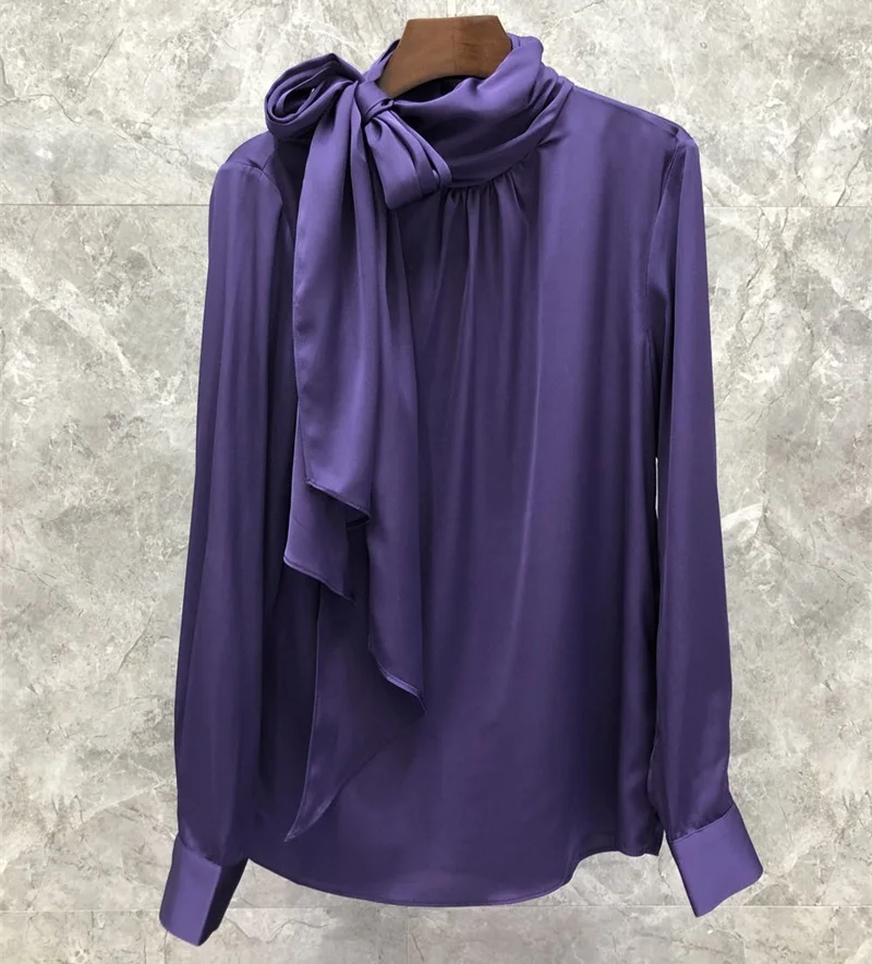 Purple Blouse Shirt Women Purple Silk Blouses Women White Purple Silk Blouse Top Aliexpress