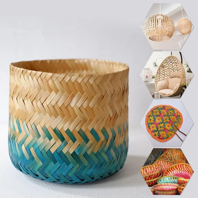 Bamboo Strips For Weaving 7/16Inchx 10 Ft 5 Pack Thin Flat Wicker Rattan Cane Reed For Making Basket DIY Crafts Beige Durable