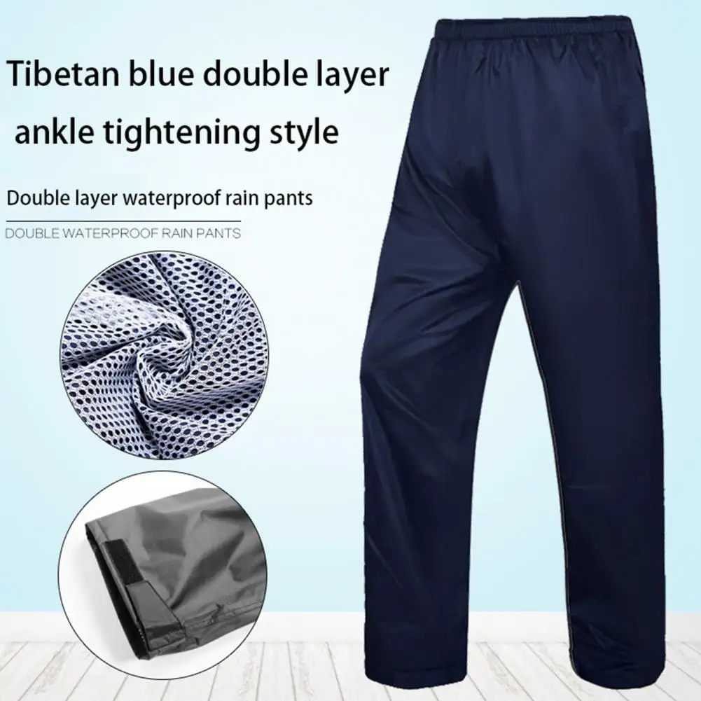 Double Layer Waterproof Rain Pants Ankle banded Elastic