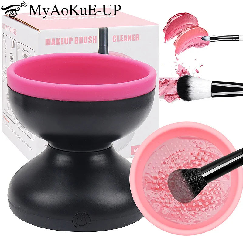 Mini Makeup Brush Cleaner Device Plastic Electric Automatic Washing Machine  Fake Eyelashes Sponge Cleaning Toy for Girls Ladies - AliExpress