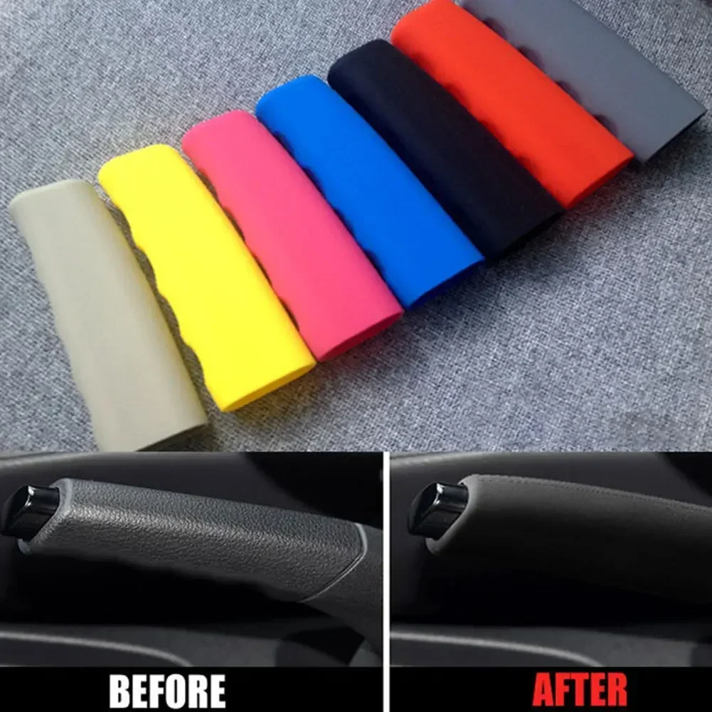Universial Hand Brake Set Car Handbrake Sleeve Silicone Gel Cover Anti-Skid Auto Parking Brake Handle Sleeve Car Accessories