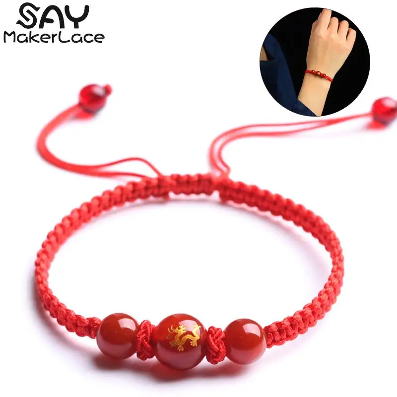2024 Dragon Year Lucky Red Rope Bracciale In Stile Cinese Zodiac Dragon Bracciale Natale Regalo Di Un Anno Vicino