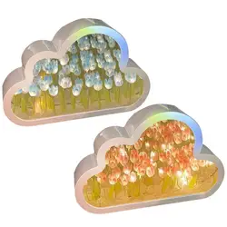 new Cloud Tulip Night Light Handmade DIY Material Flower Home Decor Mirror Creative Atmosphere Lamp Gift Valentine's Day