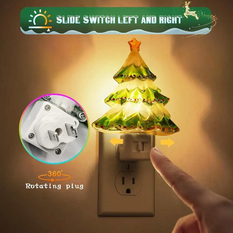 Christmas Tree Night Light 2 Pack 3000K Night Lights Plug into Wall Cute Funny Christmas Night Light for Plug in Vintage Decor