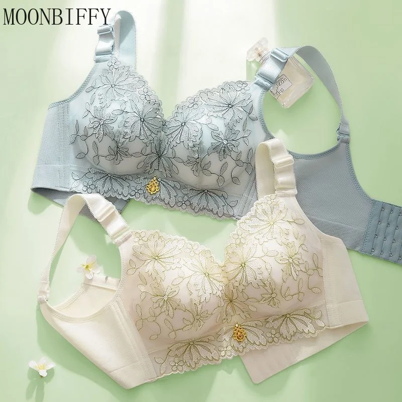

Женское нижнее белье с вышивкой и кружевом, женское летнее сексуальное нижнее белье с эффектом пуш-ап, без стальных колец, бюстгальтер с защитой от провисания, бюстгальтер, бюстгальтер