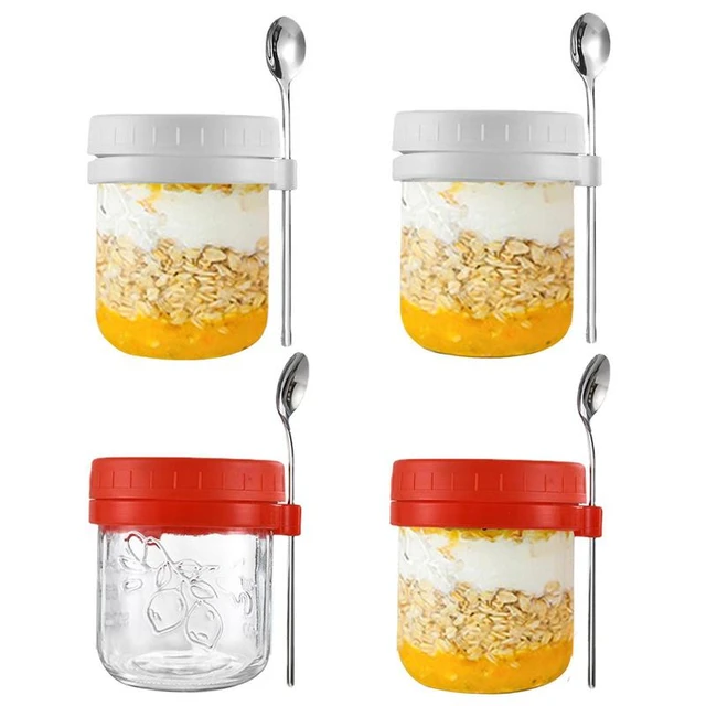 350ML Overnight Oats Containers with Lids and SpoonMason Jars for Oats  Overnight Oats Jars Glass Oatmeal Container Prep Jars - AliExpress