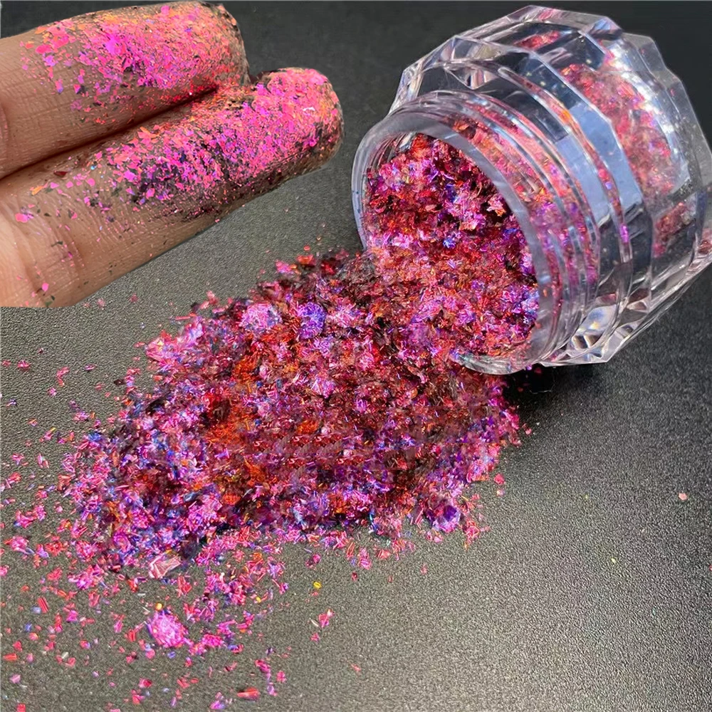 Aurora Chameleon Opal Flakes Glitter Per Unghie Iridescente Fire Crystal Opal Powder Paillettes Olografiche Per Unghie Uv Gel Polish Decoration