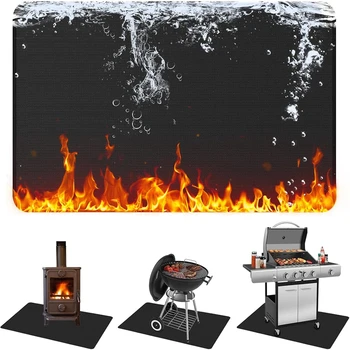 1PCSDouble Sided Fireproof BBQ Grill Mat Waterproof Oil Resistant Protective Pad For Outdoor Indoor Cooking Fireplace Deck Patio