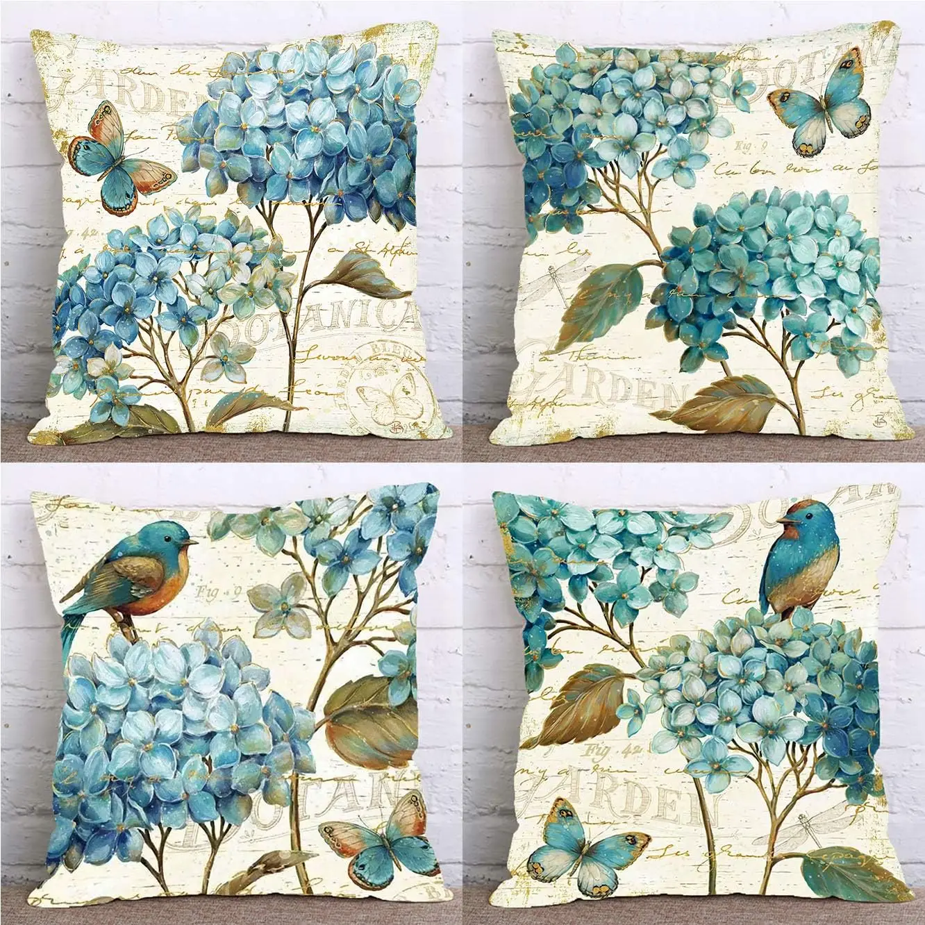 

Cute Cow 4pcs Farmhouse Decorative Throw Pillow Case Butterfly Bird Pillows Cover Decor Home Car Cushion Cover for Bed Sofa