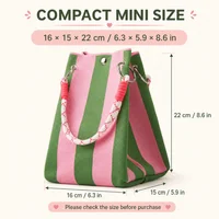 Mini sac fourre-tout en tricot style coréen pour femme, sac à main en crochet rayé, sac à bandoulière léger pour l'été, pour les vacances 3
