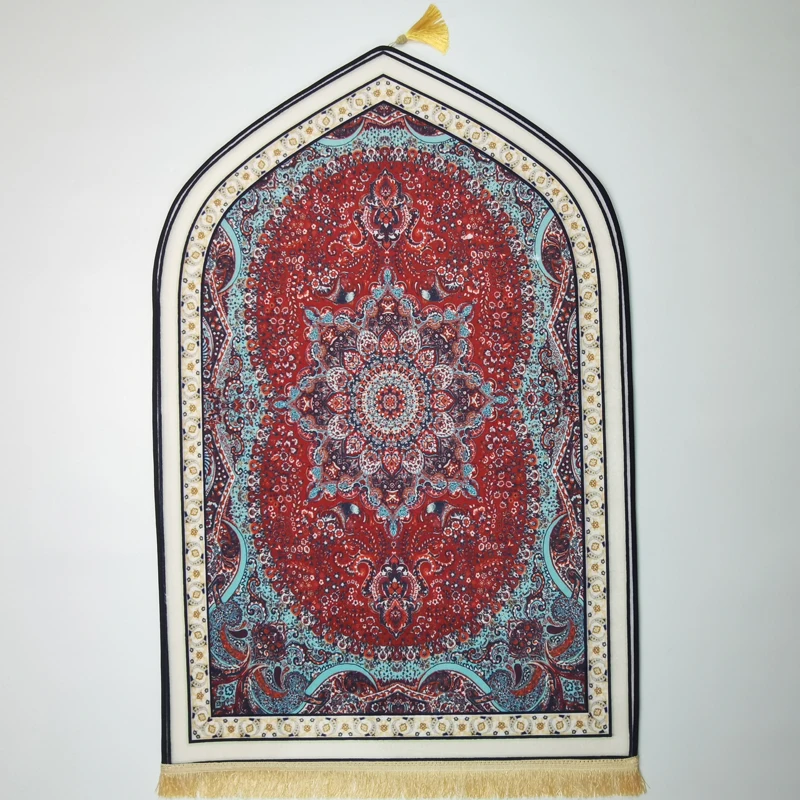 Prayer Mat for Muslim Ramadan Flannel Carpet Worship Kneel Embossing