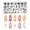 Lotus Flowers Nail Stamping Plate Stainless Steel Template Flower Pattern Rectangle Template Manicure Nail Art Stamp Image Plate 4