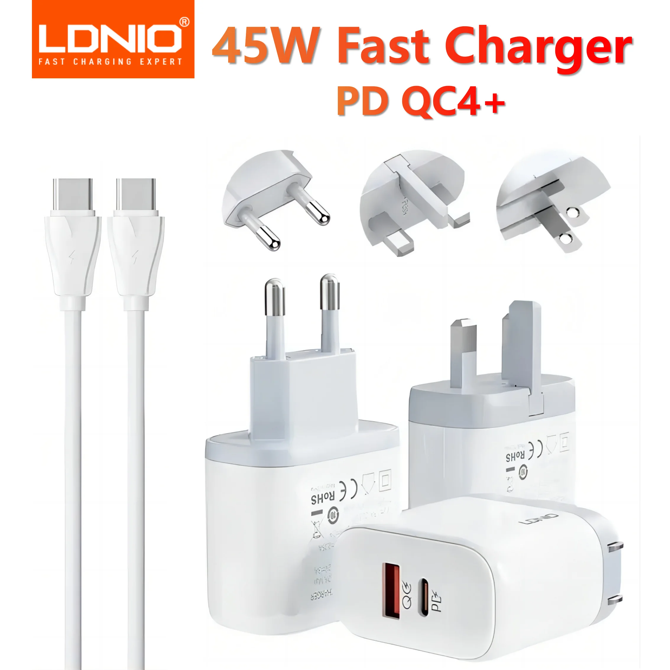 Ldnio Pd 45W Caricatore Usb C Tipo C Caricatore Da Muro Doppio Usb Adattatori Di Ricarica Rapida Per Telefono Cellulare Per Iphone Samsung