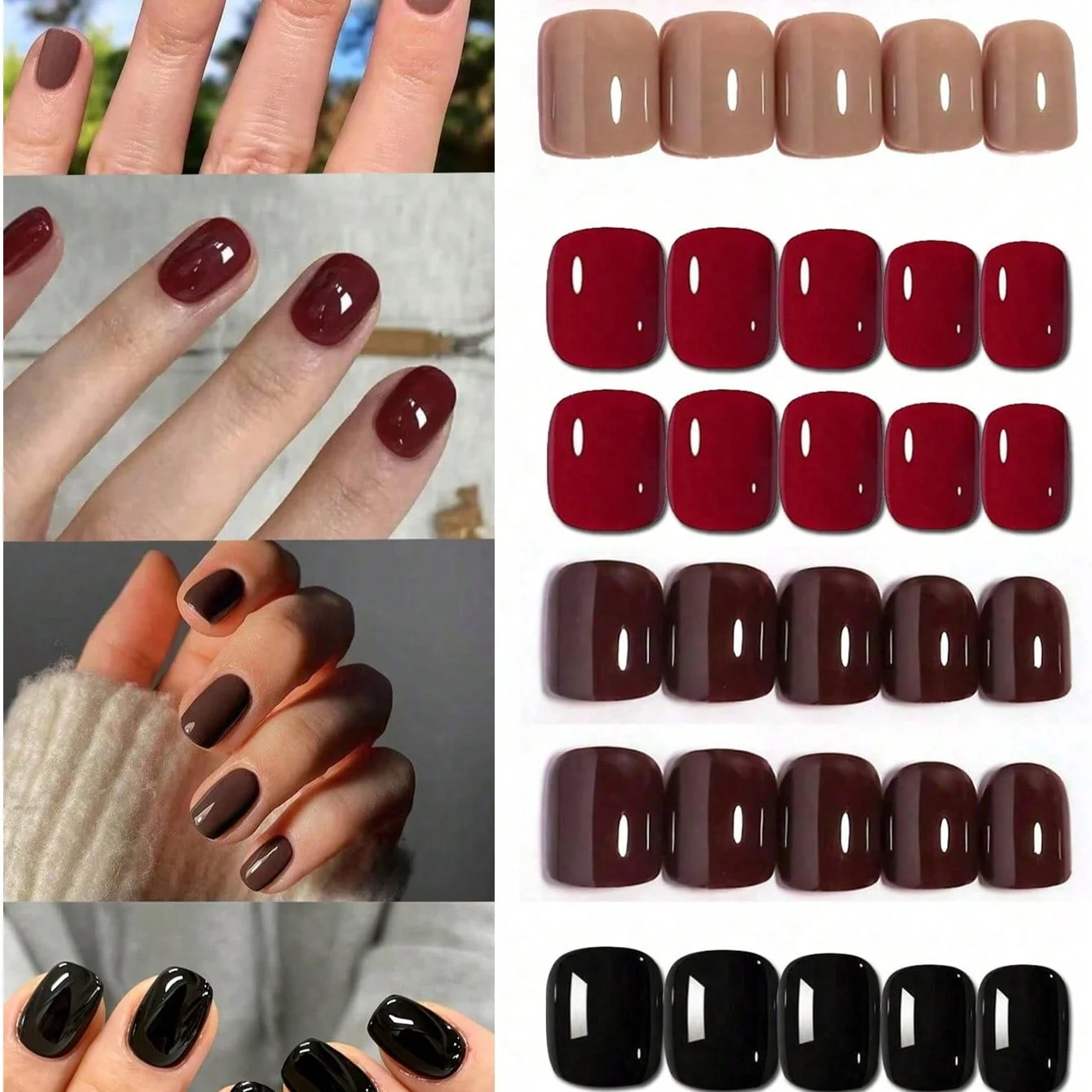 96PCS-Matte Style Pressed Medium Square Solid Color Nail Acryl Fake Nail Coffin Acryl Nail – Detail 2