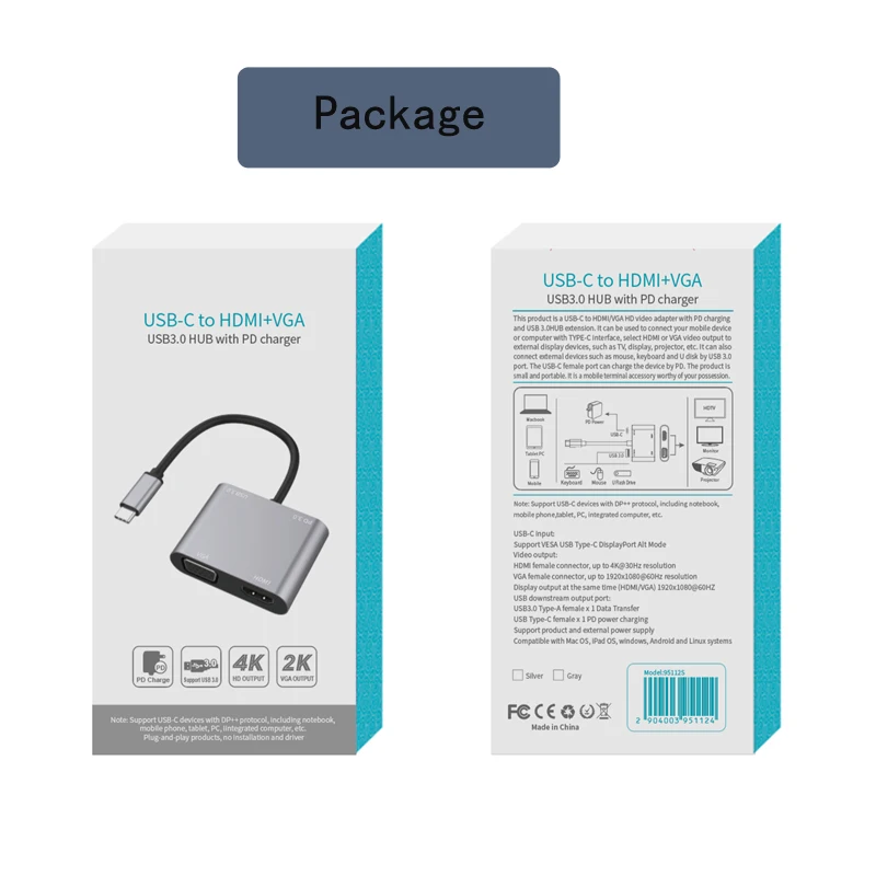 USB to VGA ȯ USB C to HDMI ȣȯ VGA , ٱ ŷ ̼, USB 3.0 , ȭ , 4K @ 30Hz