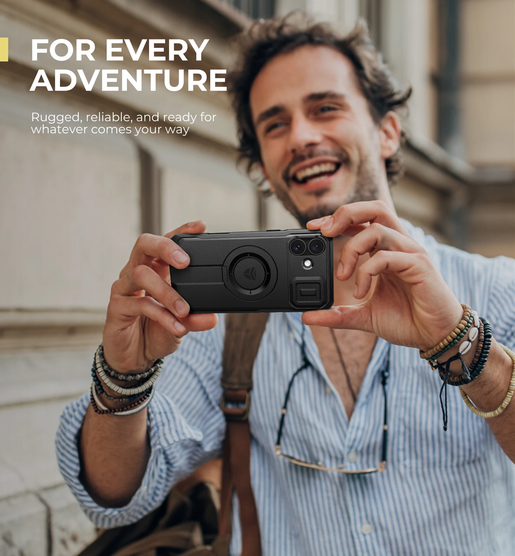 Rugged Shockproof Phone Case with Slide Camera Cover & Adjustable Kickstand