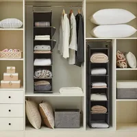 1PCS washable folding clothing storage box set Bamboo piece wardrobe storage bag Multi-functional hanging storage bag 1