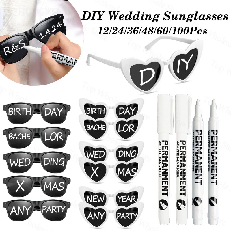 Wedding Personalized Sunglasses 12-100 Pcs for Adult DIY Party Favors