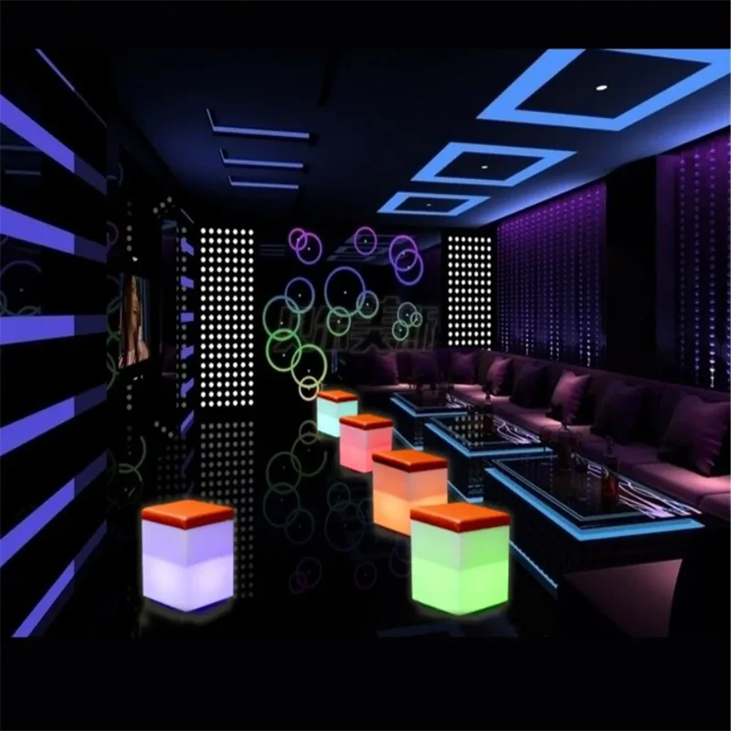 LED Commercial Furniture 40CM 16Inch Cube Seat Chair Waterproof IP68 Rechargeable Display Case Cabinet Bar Nightclub Ice Buckets