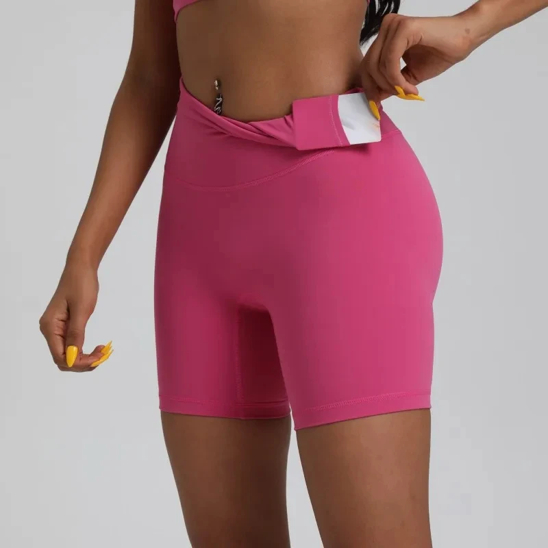 Women's High-Waist Cycling and Fitness Shorts with Built-In Pocket
