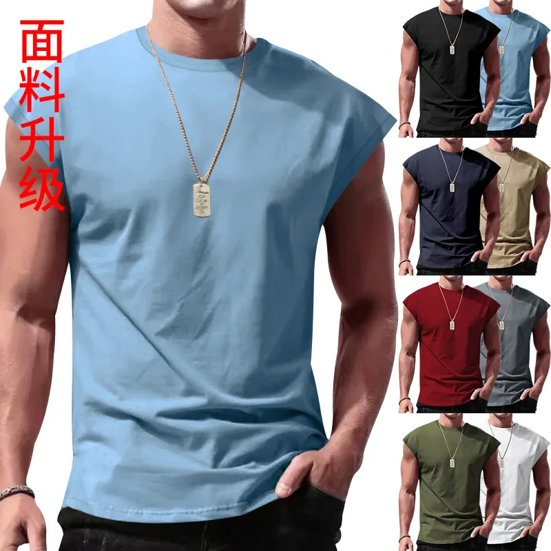 T-shirt da uomo 2026 casual senza maniche estiva sportiva ampia tinta unita gilet smanicato intimo termico abbigliamento uomo