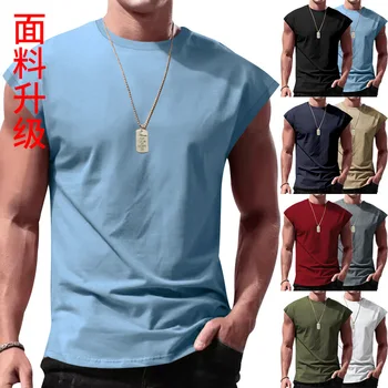 T-shirt da uomo 2026 casual senza maniche estiva sportiva ampia tinta unita gilet smanicato intimo termico abbigliamento uomo