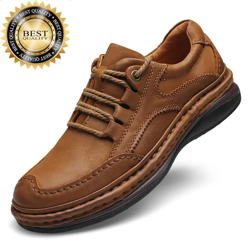 

Business Men Shoes Genuine Leather Formal 100% Cowhide Breathable Sneaker Mountain Hiking 2024 New leather sneakers