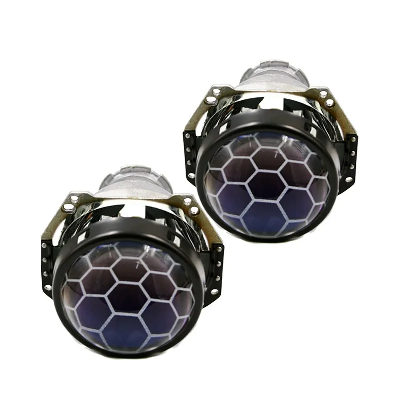2.5 인치 H4 H7 HID 블루 허니컴 바이 제논 프로젝터 렌즈 자동차 헤드 라이트 H1 자동차 오토바이 어셈블리