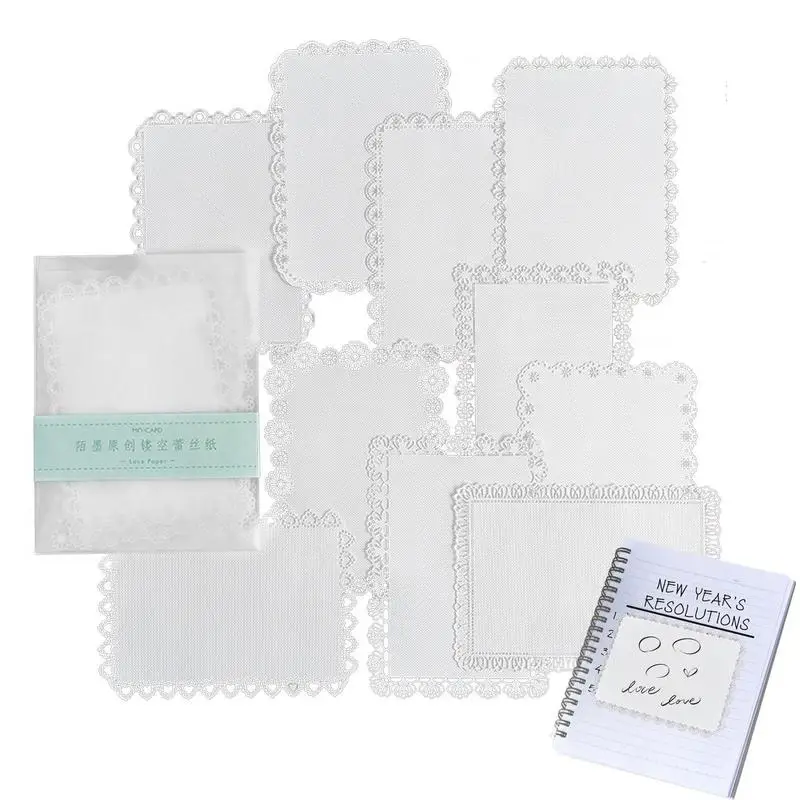 

Lace Paper Sheets 10pcs DIY Lace Paper Note Decal Cake Packaging Paper Pad Doilies Hollowed Doilies For Wedding Party Birthday