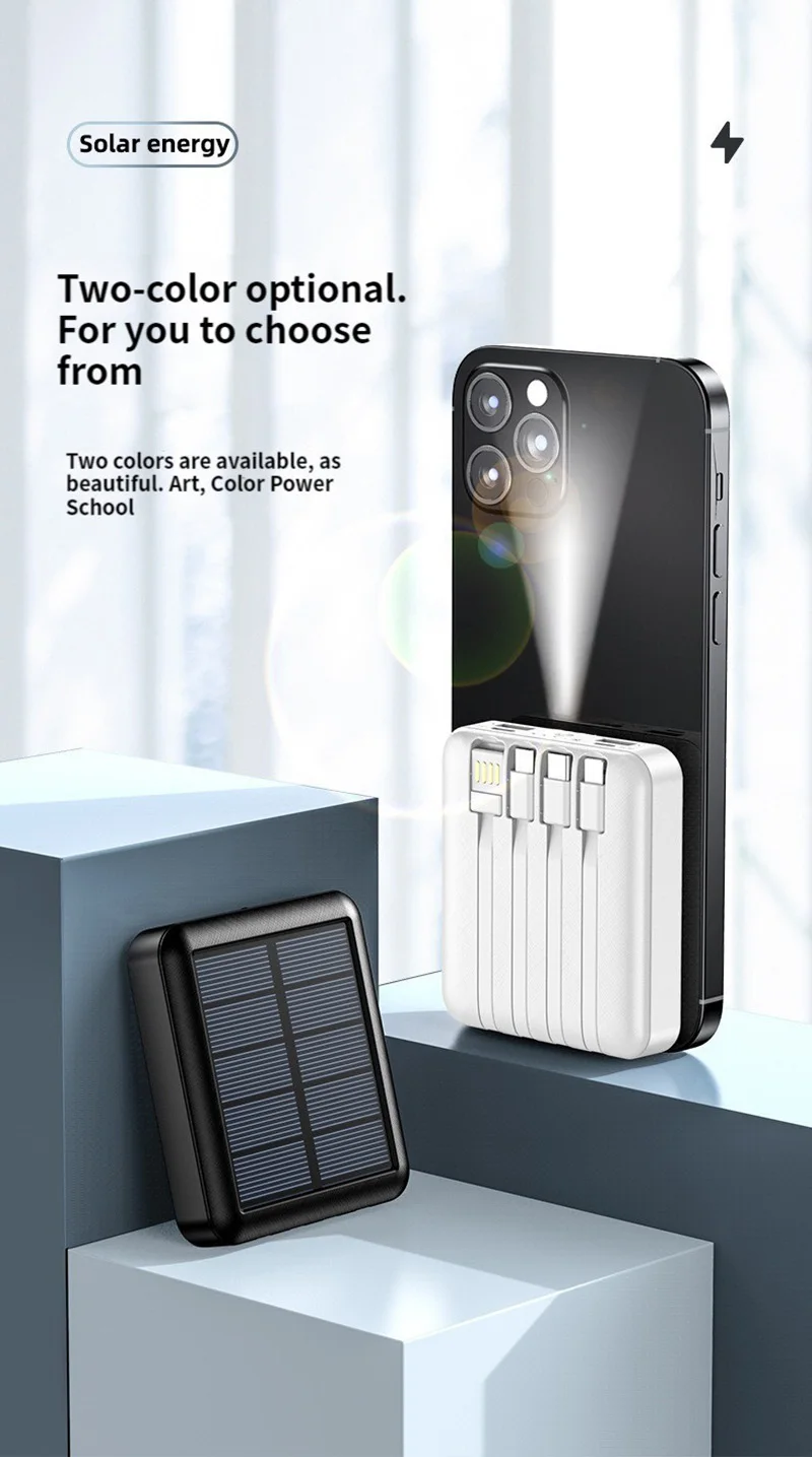 Batterie externe solaire Lenovo 50000 mAh – Chargeur double USB portable