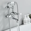Bathroom Bathtub Faucet Dual Handles Handheld with Hand Shower Bath Shower Mixer Tap Wall Mount Swivel Spout Tub Retro Faucet 2