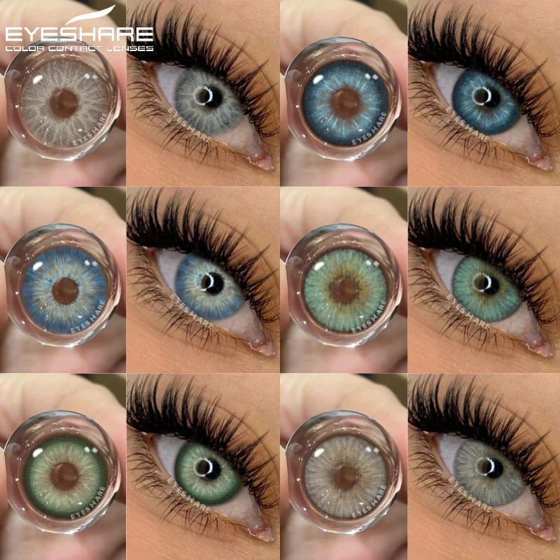 1 пара цветных контактных линз EYESHARE для глаз, серые, синие линзы, зеленые линзы для глаз, ежегодные модные линзы, косметические контакты для глаз