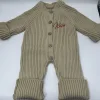Personalized Solid Knitting Cotton Long Sleeve Outfit Toddler Baby Boys Girl Romper Spring Autumn Newborn Baby Girls Jumpsuit 3