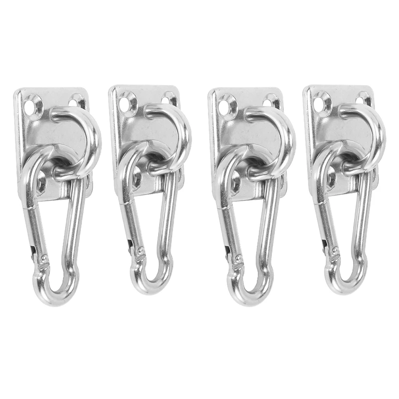 

4 Sets Of Suspended Ceiling Wall Mount U-Shaped Hooks Multi-Function Hammock Hammock Hook Metal Base Plate with Hook