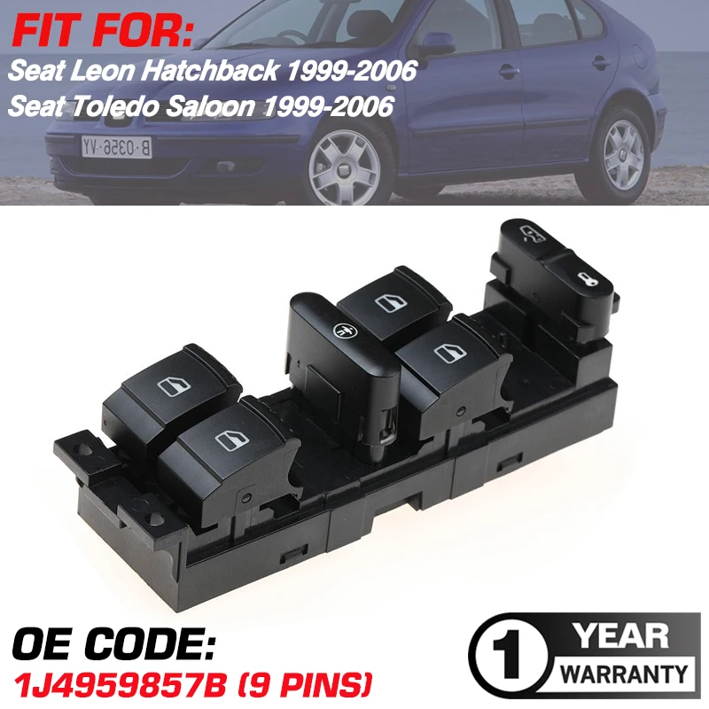Master Power Window Switch Control Button 1J4959857B For Seat Leon Hatchback Seat Toledo Saloon 1999-2006 1J4959857C 1J4959857