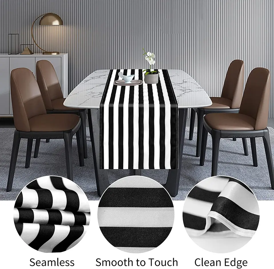 Black and White Striped Table Runner for Anniversary Easter Dinner Party  Birthday Wedding Festival Christmas Table Decorations - AliExpress, image size:960x942