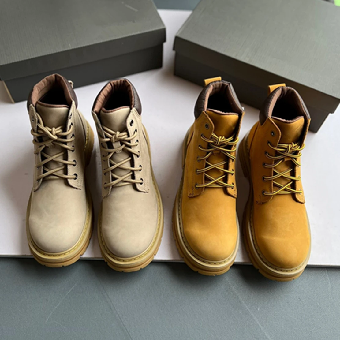 Withered Motorcycle Boots Retro Fashion Girls' Genuine Leather Thick Sole Casual Autumn/Winter Short Boots Women