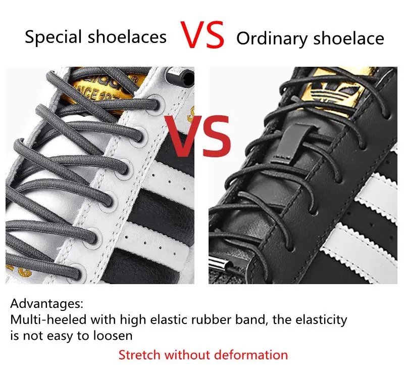 2025 New No Tie Shoe Laces Elastic Laces Sneakers Round Shoelaces Without Ties Kids Adult Quick Shoe Lace Rubber Bands for Shoes