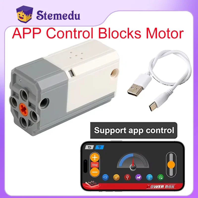 MOC Bluetooth-Pair Rechargeable Block M Motor 8883 APP Control Lithium Battery Motor with Legoeds Building Blocks PF Car Train 1