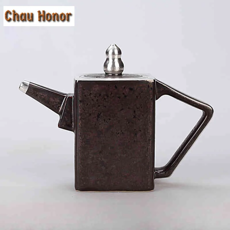 Handmade Gilded Dragon Scale Teapot Creative Kiln Change Black Glazed Pot Tea Brewing Kettle Chinesekung Fu Tea Set Collection