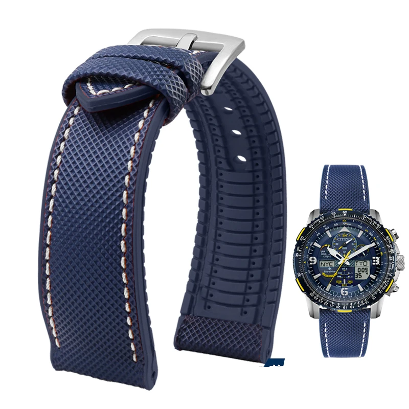Premium Nylon-Silicone Waterproof Watch Strap for Men - 19mm, 20mm, 22mm Rubber Wrist Band Accessories