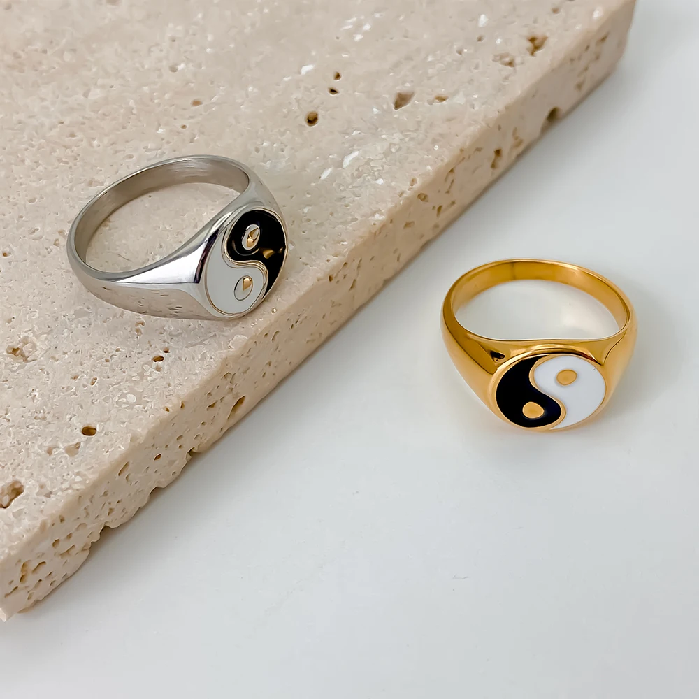 Stainless steel Yin Yang Bagua diagram ring Men's Women's Engagement jewelry, finger rings,fashion rings,engagement rings,stainless steel rings,metal rings