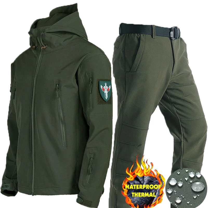 Military Winter Waterproof Men Tracksuit Set for Fishing Hiking Hunting