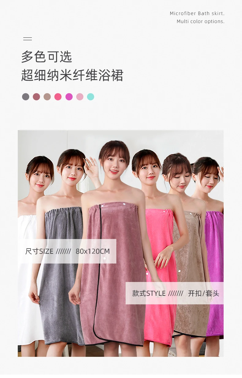 Description Picture 3 of itemWearable Microfiber Bathrobe for Women, Shower Soft Bath Towel for Adults, Home Beauty Salon Sweat Suit, Sauna Towels, Bathroom