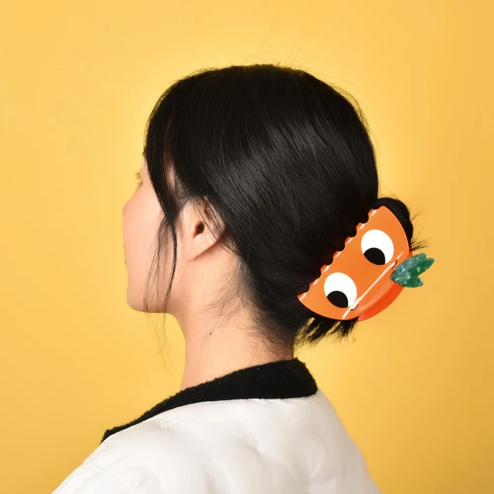 

Funny Creative Cartoon Hair Claw Clip Large Size Devil Crab Claw Clip Fashion Cute Orange Hair Clip Lady Apparel Accessory