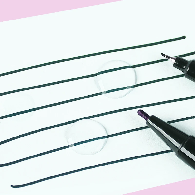 Dual Tip Permanent Ink Marker Pens - Fine and Broad Line Waterproof Pens for Art and Technical Detailing (Black/Red)