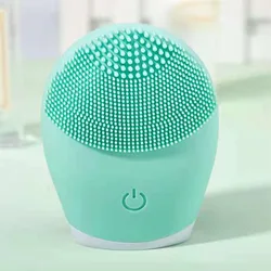 Electric Silicone Facial Cleansing Massager with Vibrating Pore Cleaner and Built - in Battery (1pc Green)