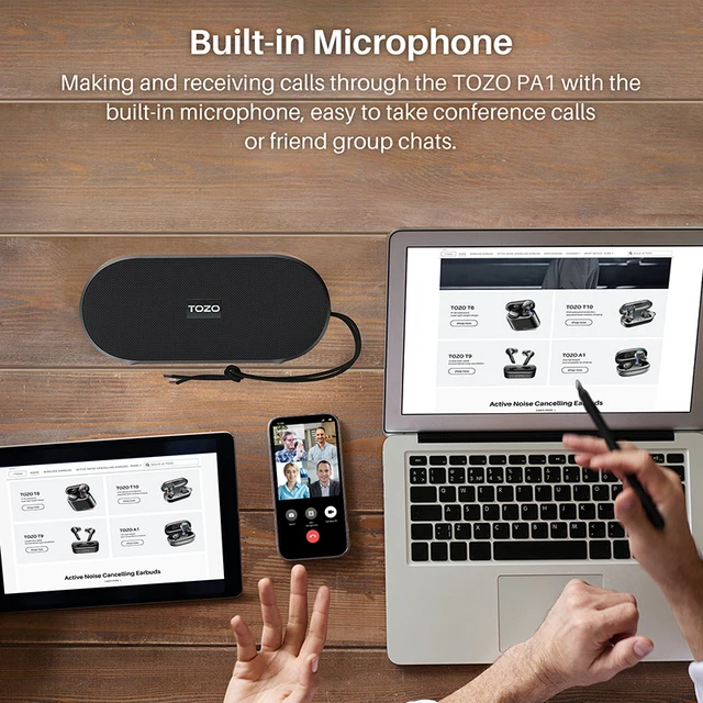 TOZO PA1 Bluetooth Speaker with 20W Stereo Sound 25H Playtime IPX7 Waterproof Portable Wireless Speaker with EQ Mode APP Control 2